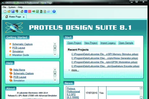 Стартовая страница программы Proteus